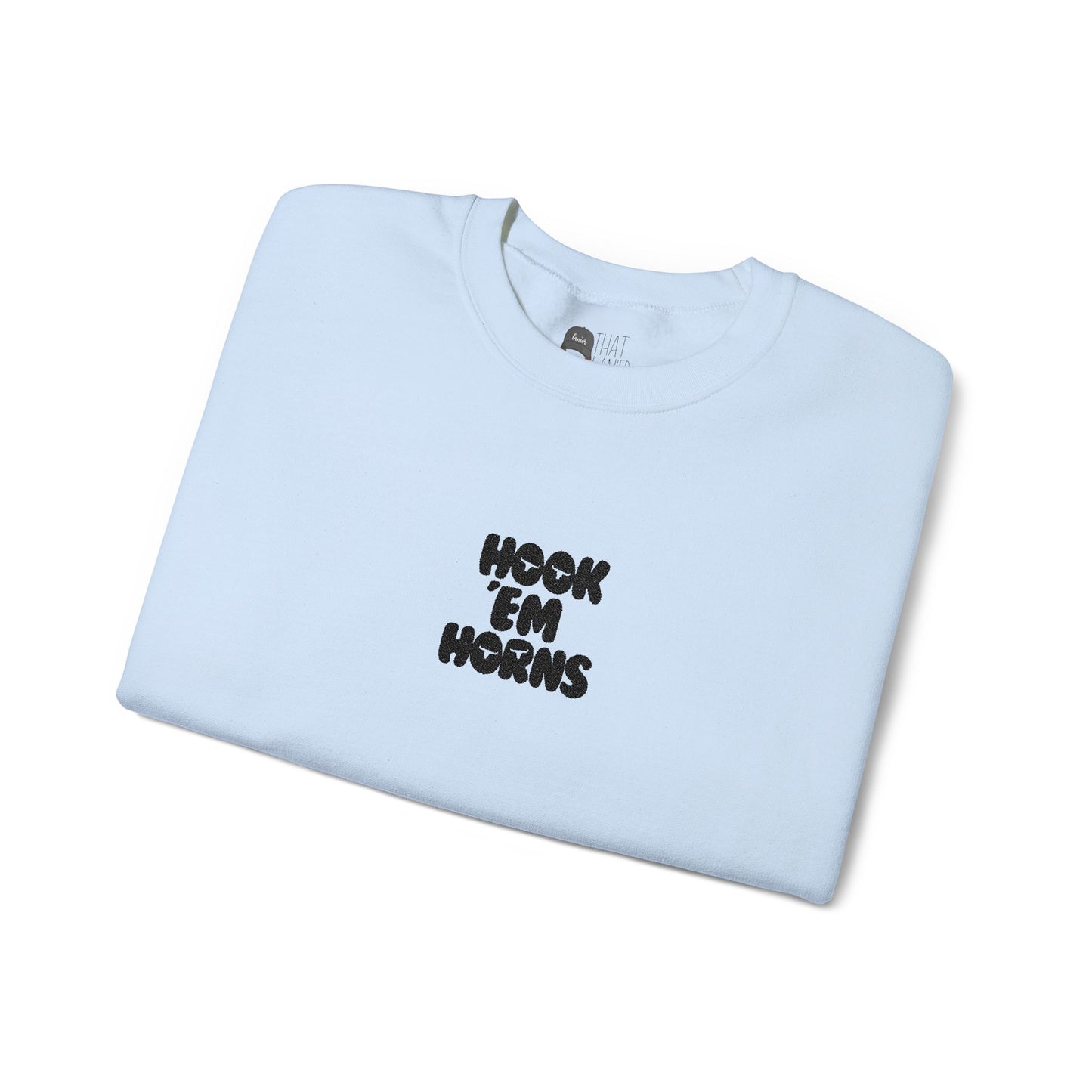 Hook 'Em Horns Embroidered Unisex Heavy Blend Crewneck