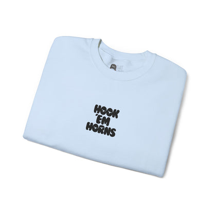 Hook 'Em Horns Embroidered Unisex Heavy Blend Crewneck