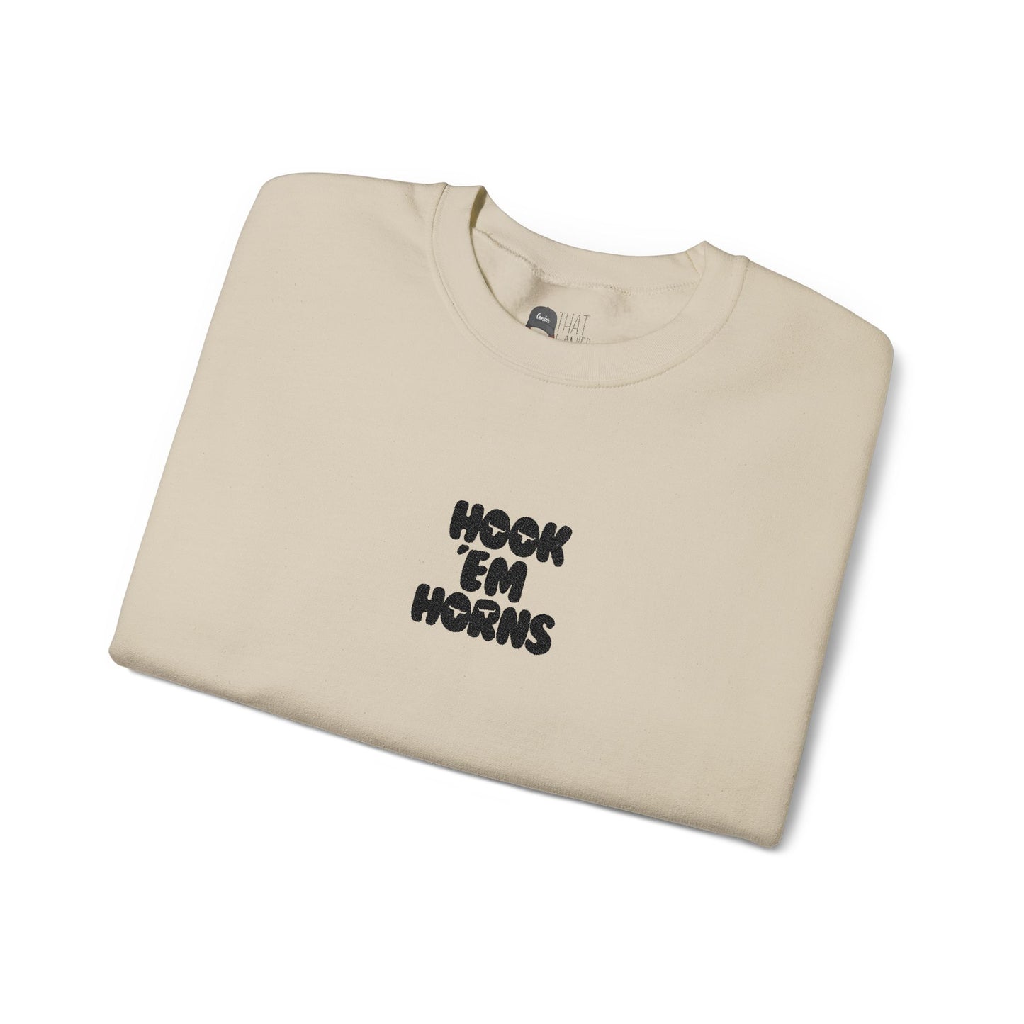Hook 'Em Horns Embroidered Unisex Heavy Blend Crewneck