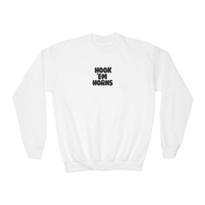 Hook 'Em Horns Youth Embroidered Crewneck