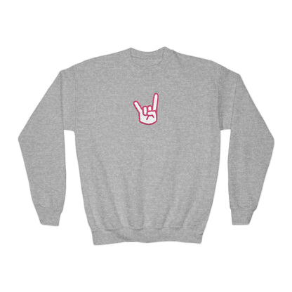 Hook 'Em Hand Embroidered Youth Crewneck Sweatshirt