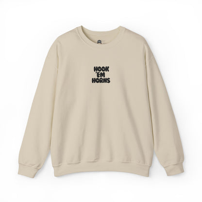 Hook 'Em Horns Embroidered Unisex Heavy Blend Crewneck
