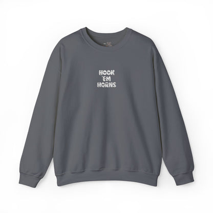 Hook 'Em Horns Embroidered Unisex Heavy Blend Crewneck