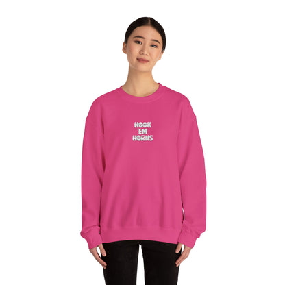 Hook 'Em Horns Embroidered Unisex Heavy Blend Crewneck