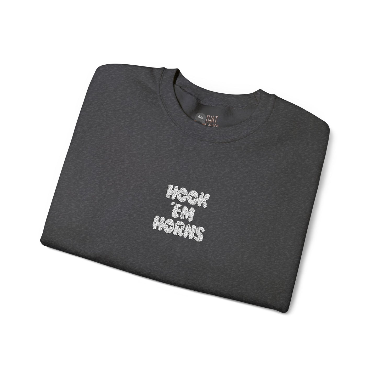 Hook 'Em Horns Embroidered Unisex Heavy Blend Crewneck