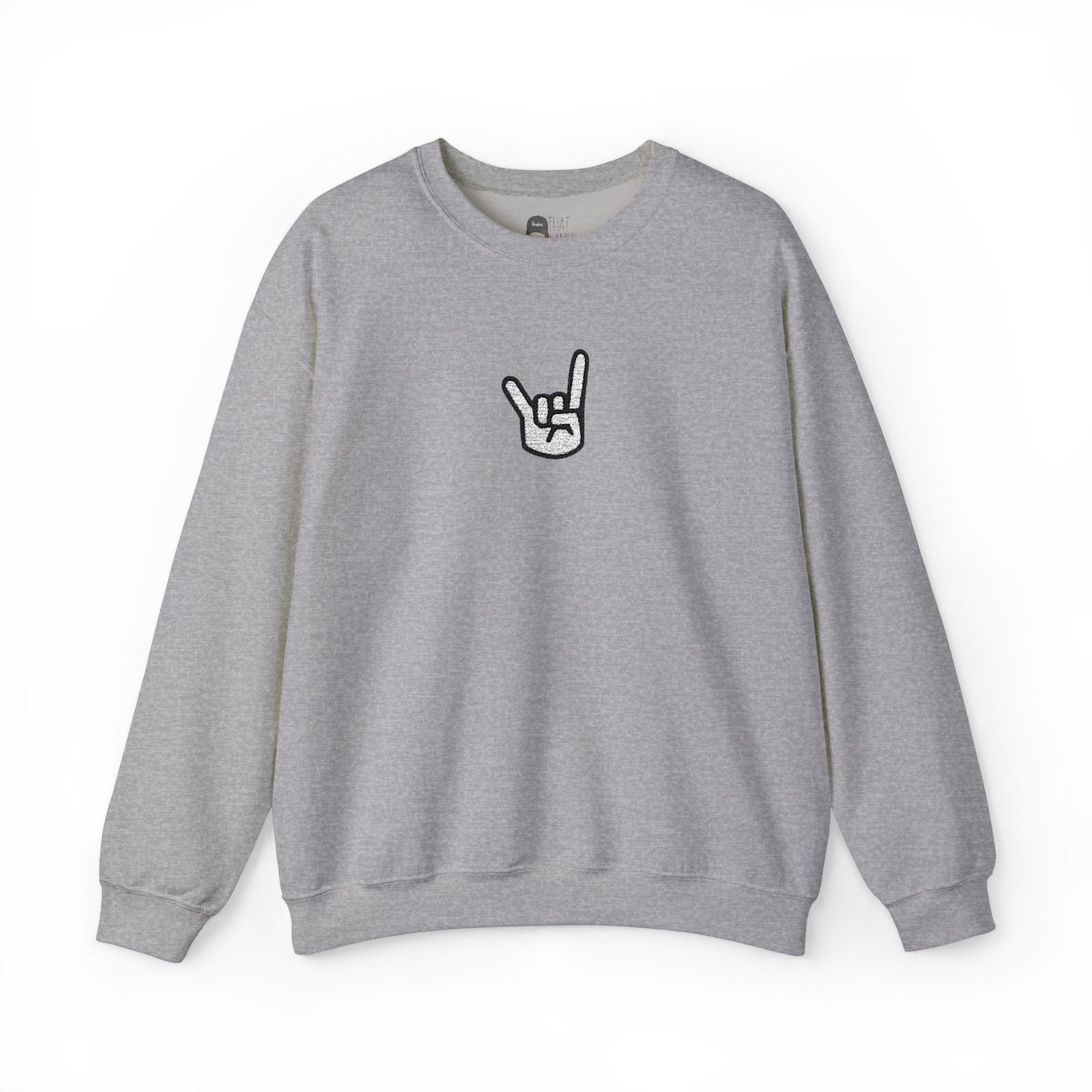 Hook 'Em Hand Embroidered Unisex Heavy Blend Crewneck