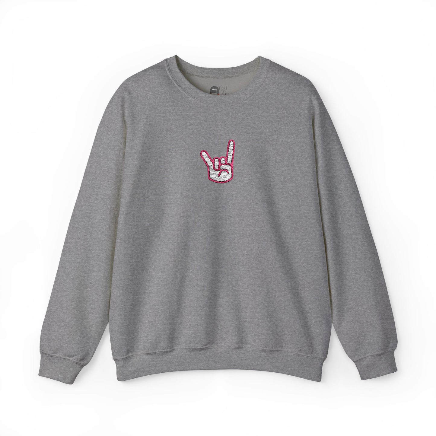 Hook 'Em Hand Embroidered Unisex Heavy Blend Crewneck