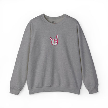 Hook 'Em Hand Embroidered Unisex Heavy Blend Crewneck