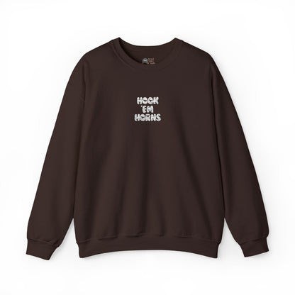 Hook 'Em Horns Embroidered Unisex Heavy Blend Crewneck
