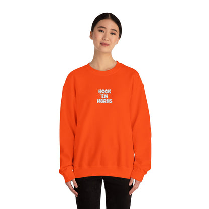 Hook 'Em Horns Embroidered Unisex Heavy Blend Crewneck